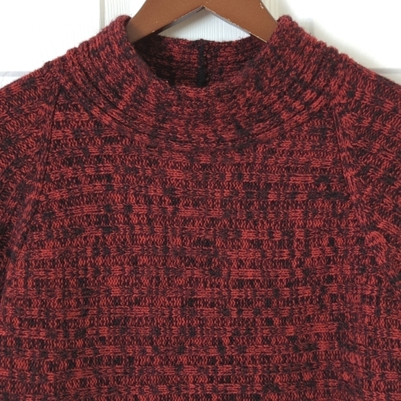 Investments 90's Vintage Marled Ribbed Knit Mock Neck Sweater Red Black Medium - Picture 2 of 9